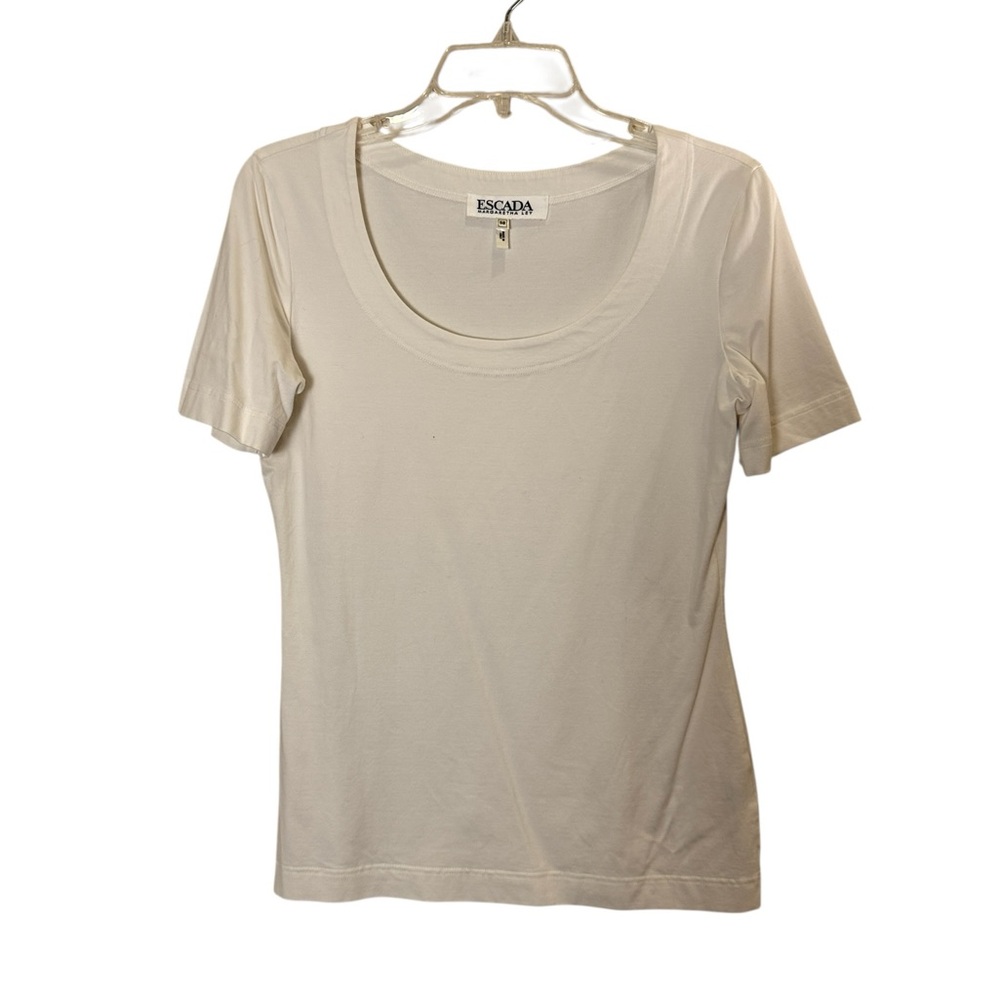 Escada Women's White Badic Short Sleeve Layering Tee Sz 38
